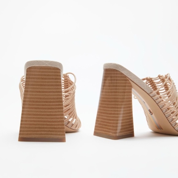 NWT SAM EDELMAN | CREAM LAURETTE WOVEN FAUX LEATHER SUMMER MULE HEELS | SIZE 8 - Picture 3 of 15